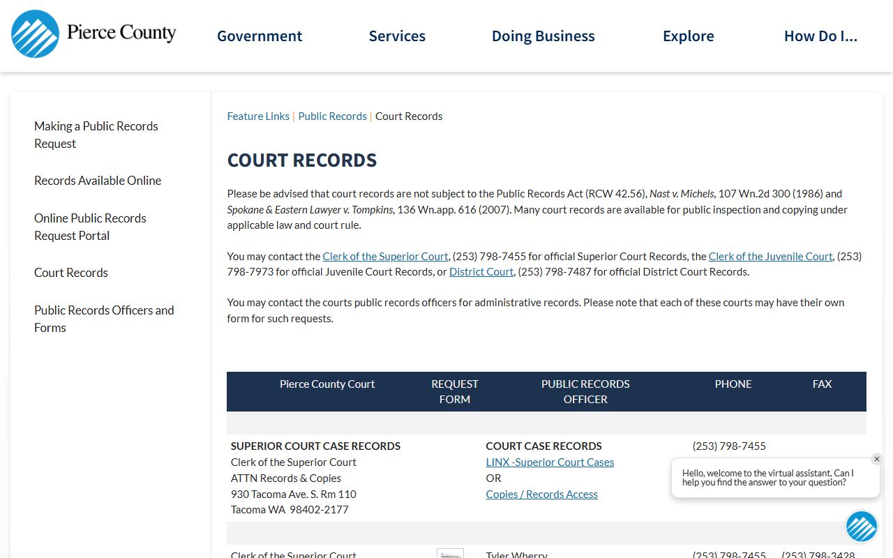 Graham family court records Pierce County Superior Court official portal