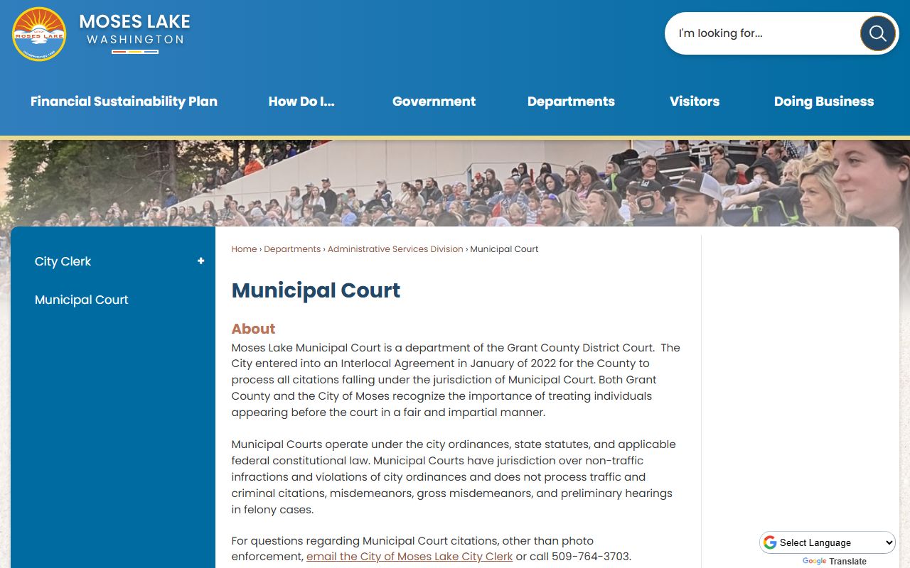 Moses Lake Municipal Court family court records reference