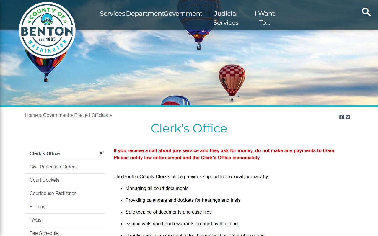 Benton County Family Court Records clerk office details and services