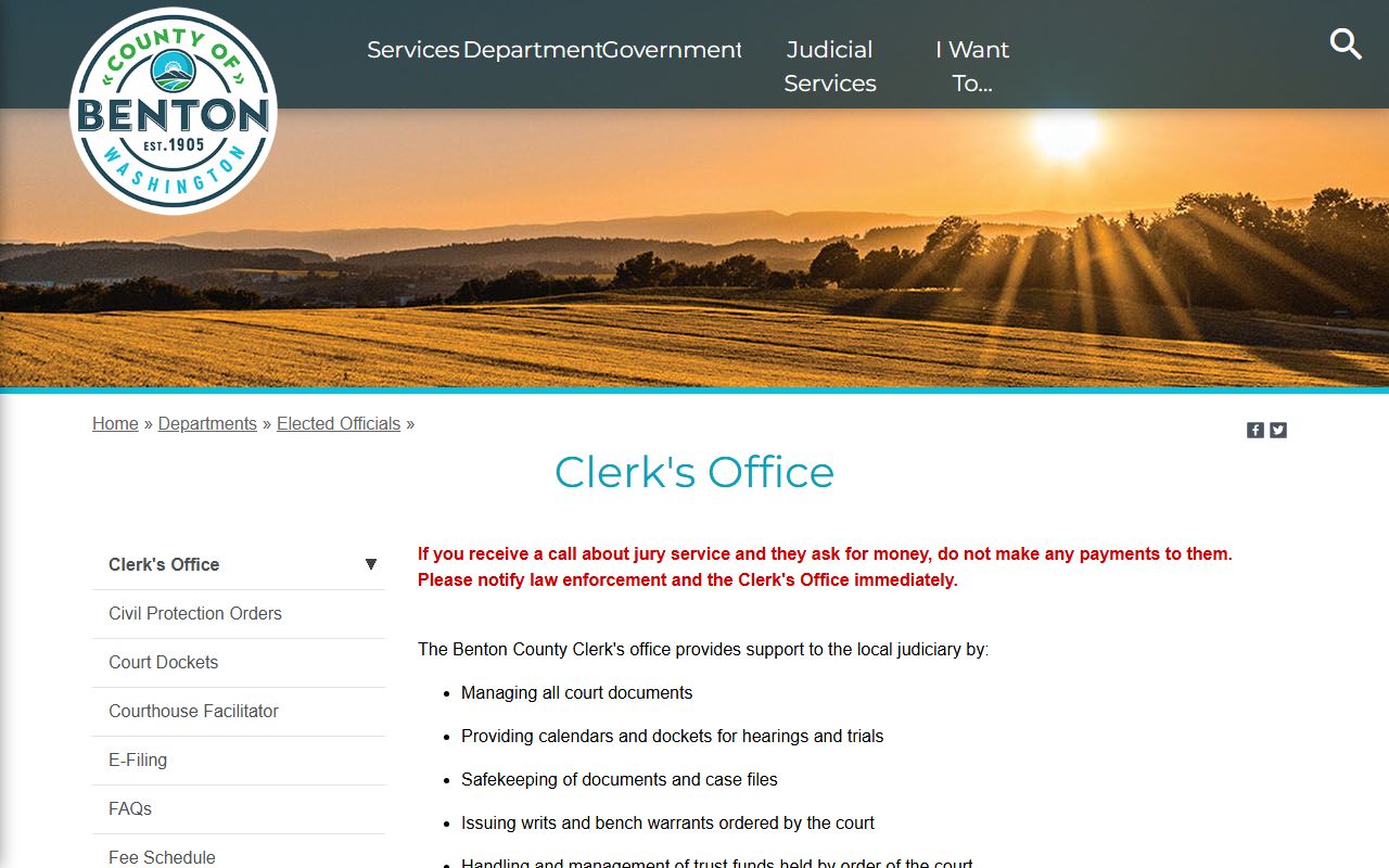 Benton County Family Court Records official county clerk page