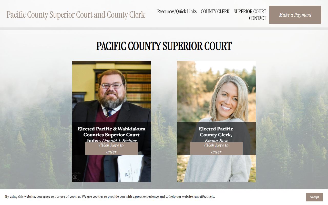 Pacific County Superior Court and County Clerk homepage for family court records