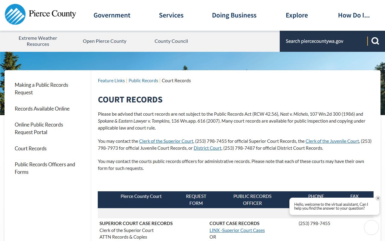 Pierce County Courts official page