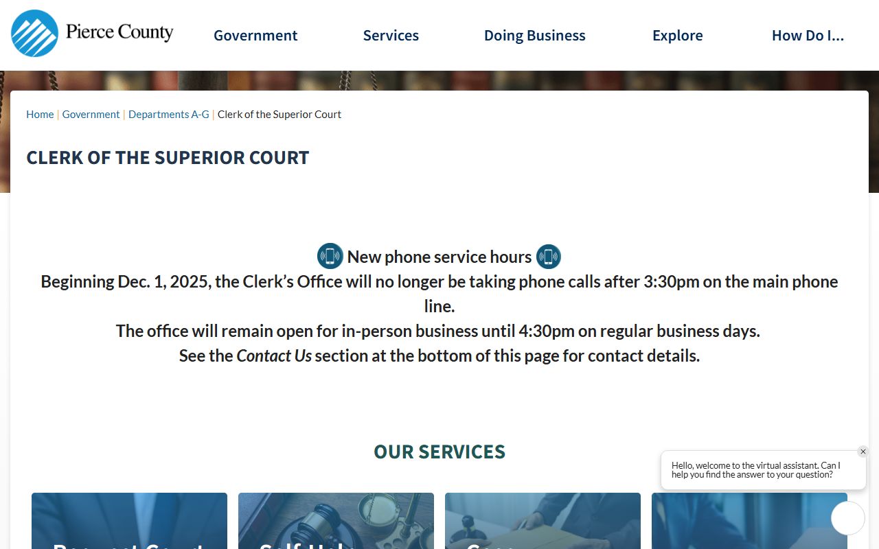 Pierce County Clerk of the Superior Court official page