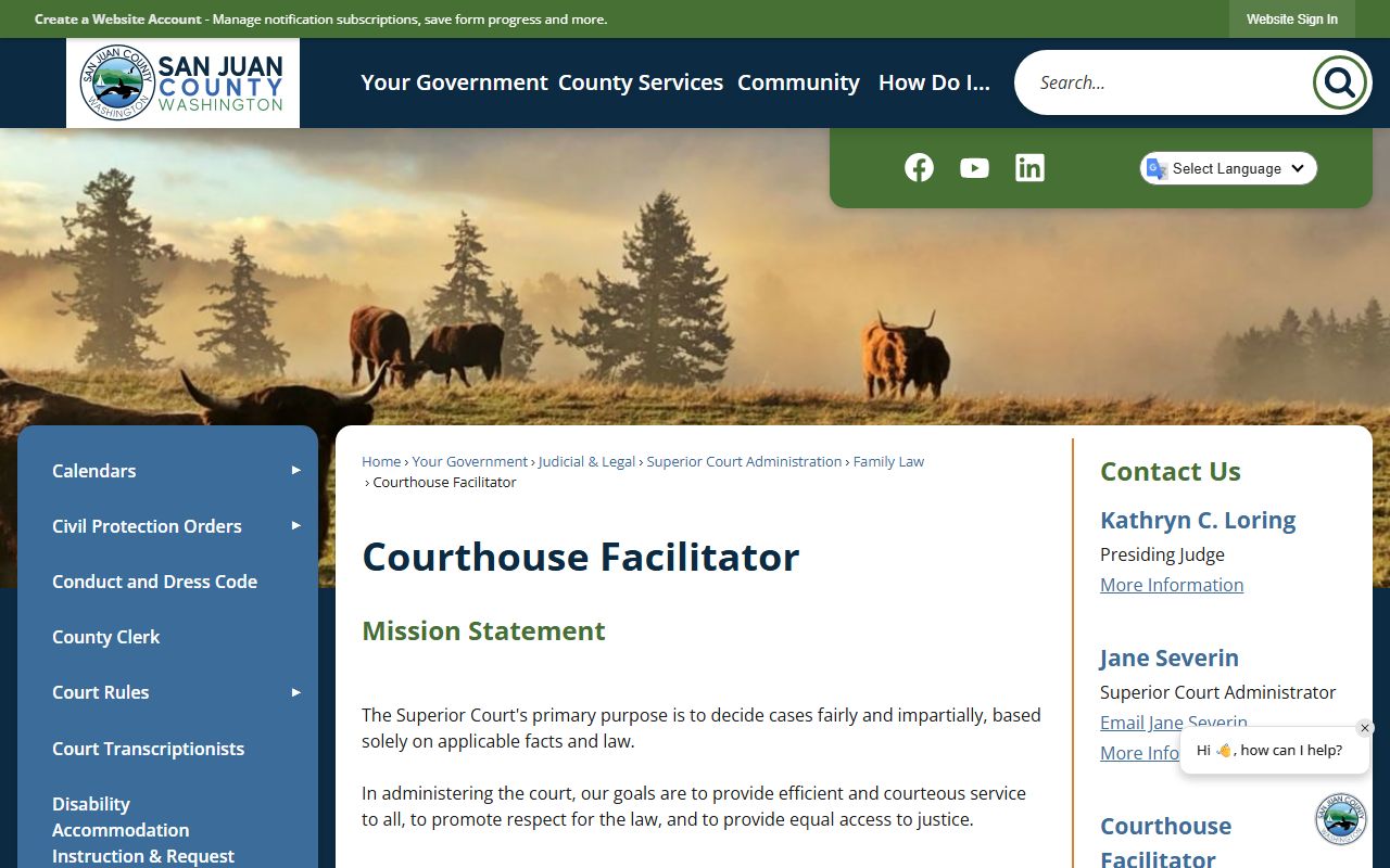 San Juan County Courthouse Facilitator family court records program