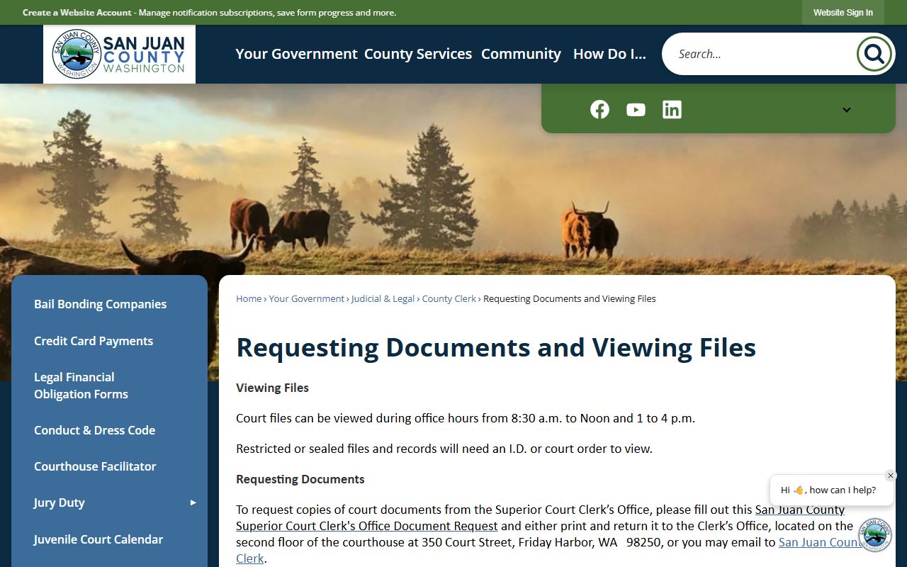 San Juan County requesting family court documents and viewing files
