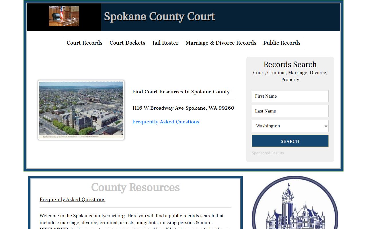 Spokane County court locations family court records page