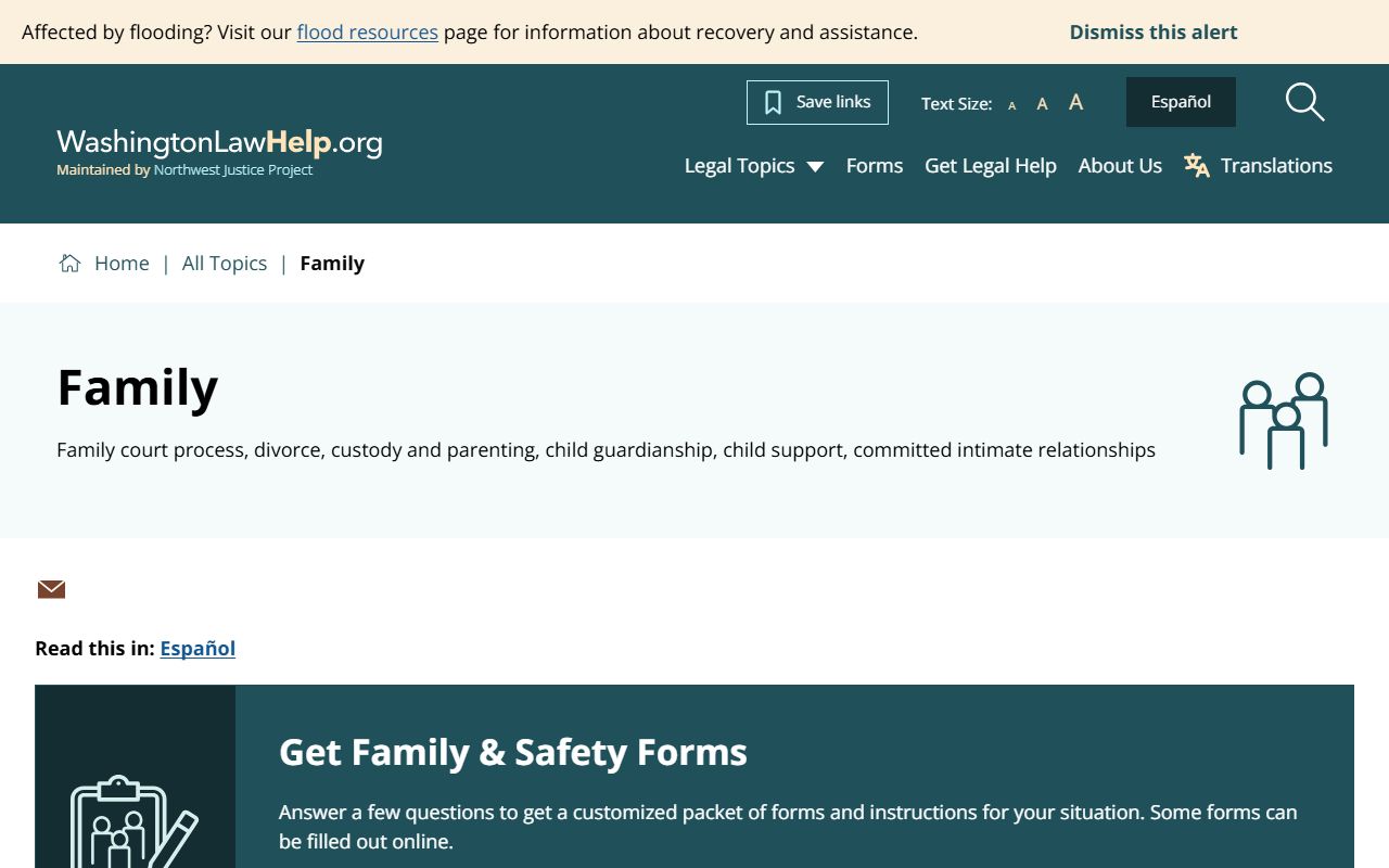 Washington public legal information library for family court records and law help